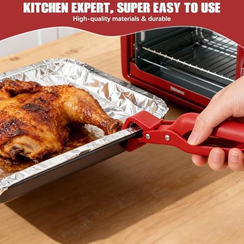 4PCS Hot Plate Gripper Tong, Dip Clips for Plate, Bowl Holder for Hot Food, Anti Scald Bowl Holder Clips for Kitchen (Red + Blue)