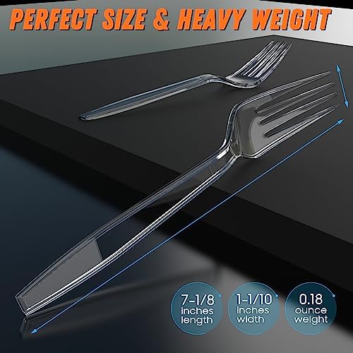 Dipoo 7.1" Clear Plastic Forks Heavy Duty, 360 Count
