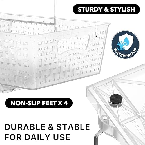 Simple Houseware 2 Tier Pull-Out Sliding Drawer Under Sink Storage, Clear