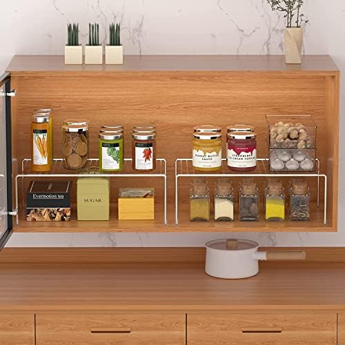 Kitchen Cabinet Shelf Organizer Set of 6, Medium (13 x 9.4 inch) Metal Wire Pantry Storage Shelves, Dish Plate Racks for Cabinets, Freezer, Counter, Cupboard Organizers and Storage, Chrome