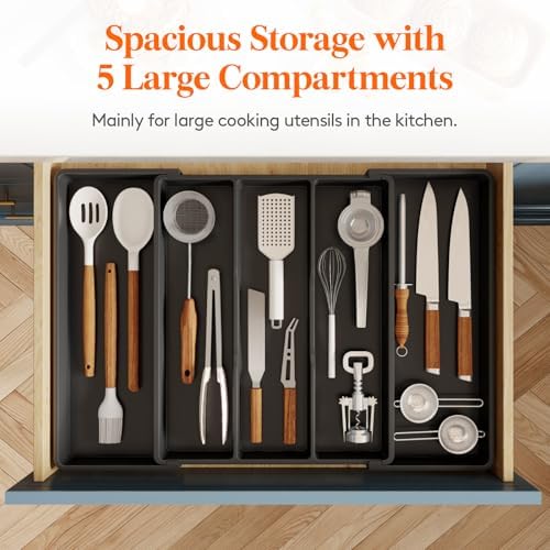 Lifewit Utensil Organizer for Kitchen Drawers, Expandable Utensil Tray