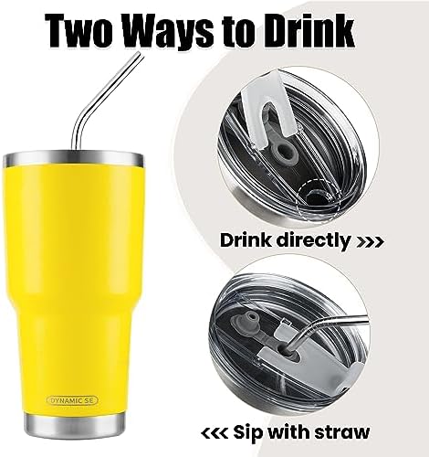 D·S 30oz Yellow Tumbler Double Wall Vacuum Insulated Travel Coffee Mug