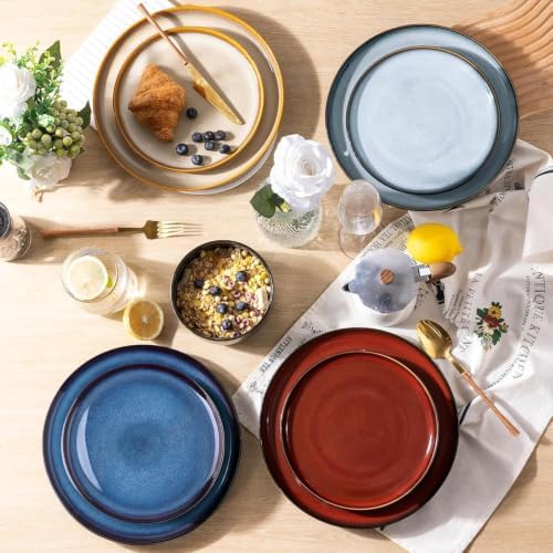 LERATIO Ceramic Dinner Plates Set of 6,10.5 Inch Reactive Glaze Plate Sets