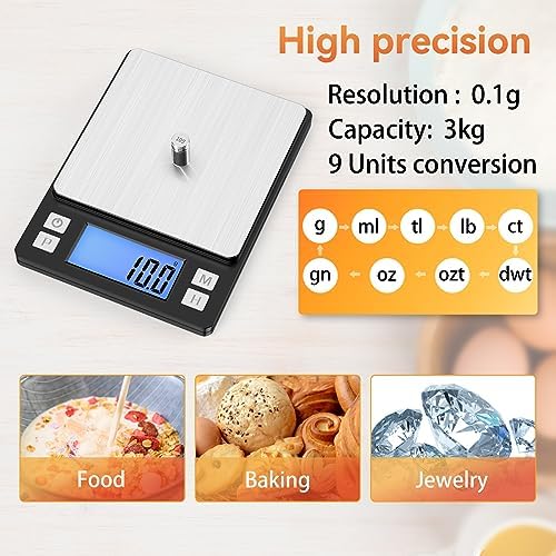 BOMATA Upgraded Small Food Scale with 0.1 g/0.001 oz High Precision