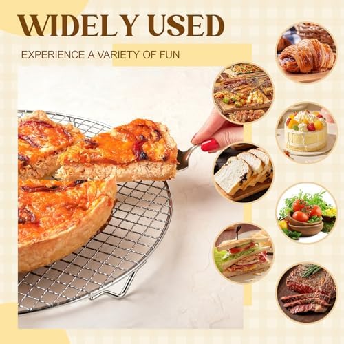 2 Pack 13 Inch Round Cooling Rack, 201 Stainless Steel with Legs