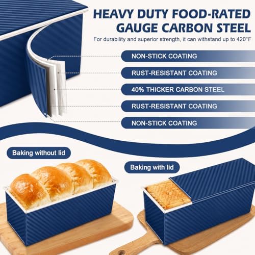 Bread Loaf Pan with Lid-2Pack, 2.2LB & 1LB