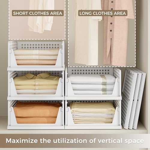 Pinkpum 8 Pack Closet Organizer Storage Bins Stackable Plastic Drawer Shelf