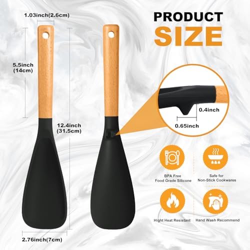2 Pack Silicone Cooking Spoon for Nonstick Cookware, Silicone Spatula Spoon