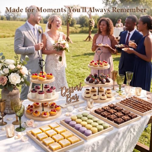6pcs Wooden Dessert Table Display Set, 3 Tier Cupcake Stand Set with Serving Trays, Rustic Dessert Display Stand, Cake Stand Set for Wedding Dessert Table, Birthday, Baby Shower, Party Food Display, Home Decor