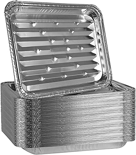 Plasticpro Aluminum Grill Pans, Broiler Pans, Grill Liners, Durable with Ribbed Bottom Surface for BBQ, Grill, Texture Disposable, (50)