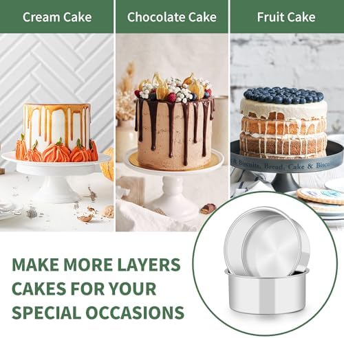 TeamFar 5 Inch Cake Pan Set of 2, Stainless Steel Layer Cake Baking Pan