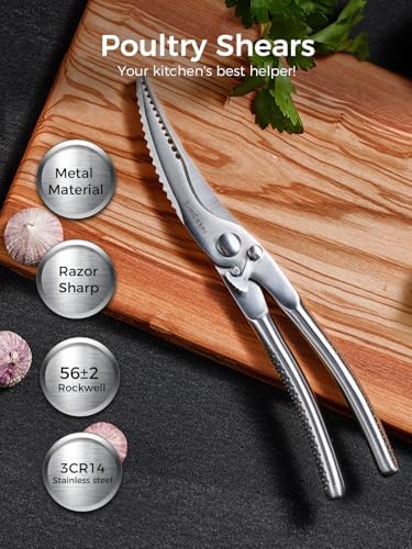 Poultry Shears, Full Steel Bone Cutting Scissors for Chicken & Turkey