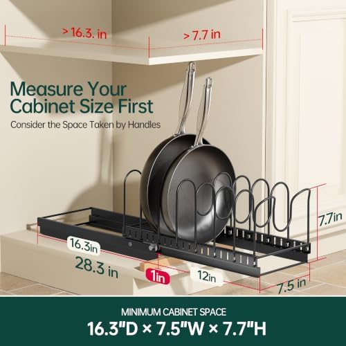 PanPanPal Pull Out Pots and Pans Organizer Under Cabinet, 2 Pack 8 Dividers