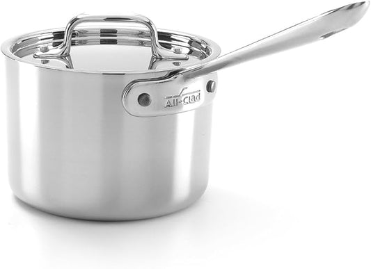 All-Clad D5® Stainless Steel Core 2 Quart Suacepan with Lid - Made in the USA - The Upgrade for Supremely Even Heat- Oven Safe & Induction Compatible Cookware