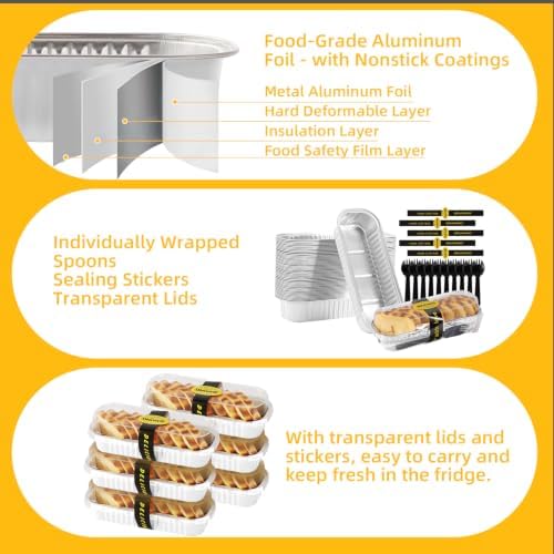 30 Pack Mini Loaf Pans with Lids and Spoons, 6.8 oz White Disposable Cake Pans for Desserts