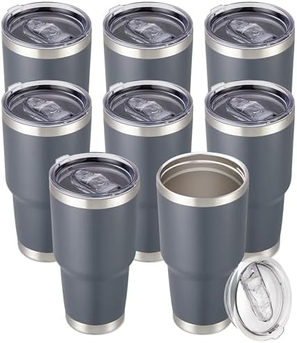 30 oz Tumbler with Lid Stainless Steel Tumblers Bulk, 8 Pack