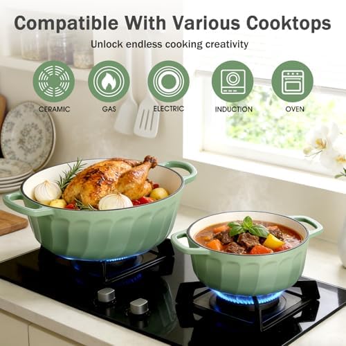 Enameled Cast Iron Dutch Oven Pot with Lid, 6 QT Large Dutch Oven