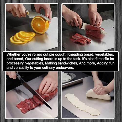 Titanium Cutting Board, 2026 New Upgrade 100% Pure Titanium Cutting Boards for Kitchen, Latest Thickened Version Thickness 0.06IN, Double-Sided Available Belt Guard Angle(15.7IN X 14.1IN）