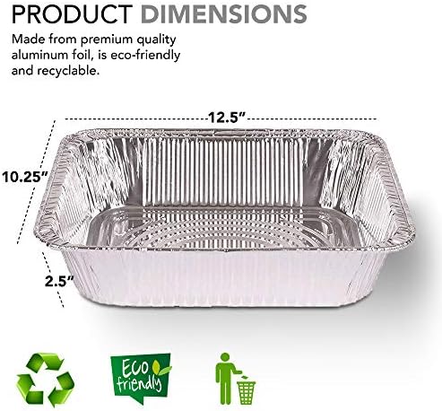 Stock Your Home Aluminum Pans 9x13 Disposable Foil Pans (10 Pack) - Half Size Steam Table Deep Aluminum Trays - Tin Foil Disposable Pans Great for Cooking, Heating, Storing, Prepping Food