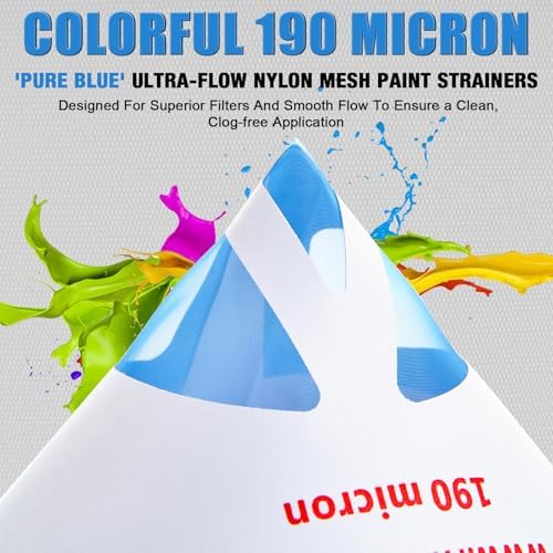 FXFOUCS 500 Pack of Premium Paint Strainers with 190 Micron Fine Mesh Filters - 3D Printing Ultra-Flow Blue Nylon Cone Strainers for Paint and Fluid Filtration