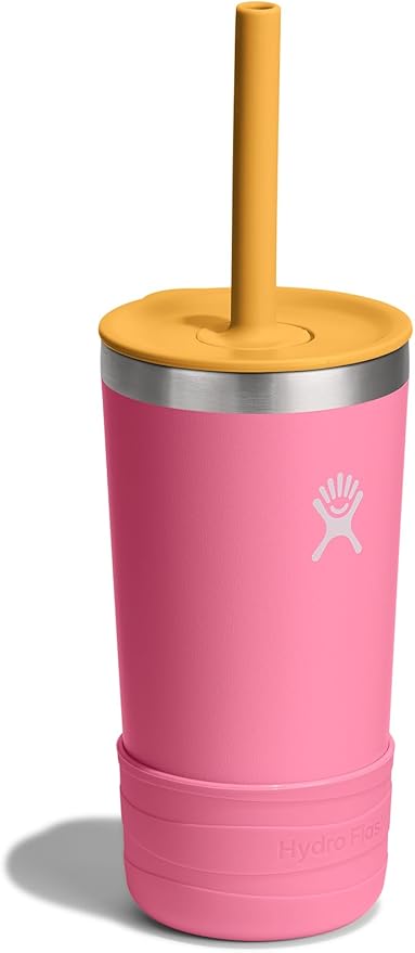 Hydro Flask Kids 12 Oz Tumbler with Lid and Straw for School - Insulated Stainless Steel in Dahlia Pink