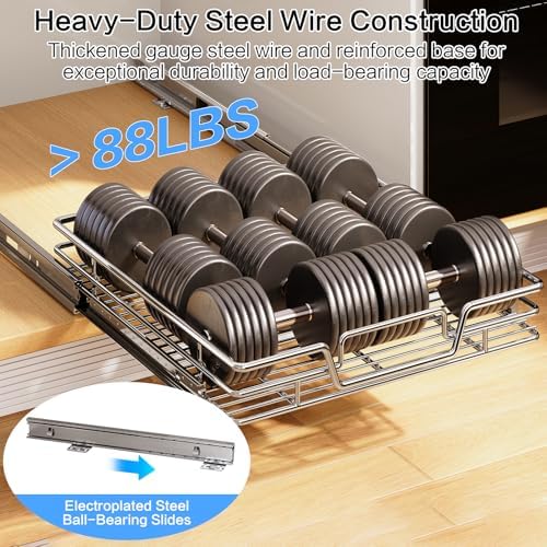Kitchen Cabinet Pull Out Shelf and Drawer Organizer Slide Out Pantry Storaqe Basket in Multiple Sizes (14" W x 21",1 Tier)
