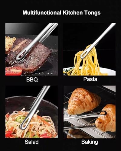 2 Pcs 11 Inches Korean BBQ Tongs Stainless Steel Grill Tongs Cooking Tweezers Japanese Barbecue Tong for Kitchen Cooking Salads Pasta Buffet Food Serving