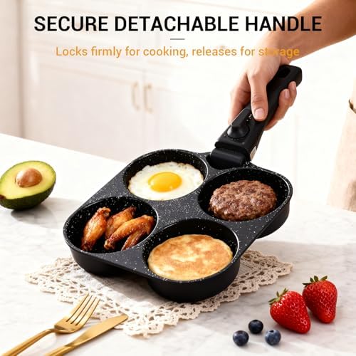 Ammeloo 21-Piece Ceramic Pots and Pans Set Non Stick with Detachable Handles and Egg Frying Pan, Non-Toxic Cookware, Induction Ready, Oven Safe, Stackable for Storage, Black Speckled