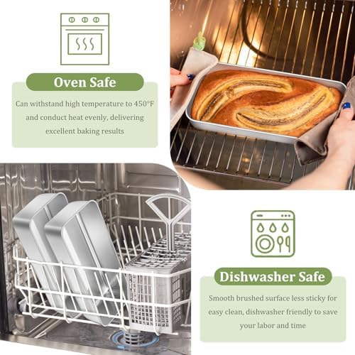 TeamFar Loaf Pan, 12 x 5 Inch Stainless Steel Loaf Pans for Baking Bread