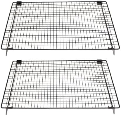 Set of 2 Cooling Racks with Folding Legs，for Cooking, Roasting, Drying, Rust-Resistant Non-Stick Cooling Grilling for Baking，17 x 11.2 inches，Black(2)