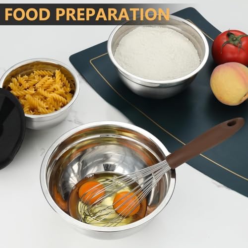 hunnycook 5 Piece Mixing Bowl Set - Mixing Bowls with Lid, Stainless Steel Mixing Bowls for Baking, Size 1.5, 2.1, 3.5, 4, 4.5QT, Baking Bowl for Food Preparation, Mixing and Serving Foods