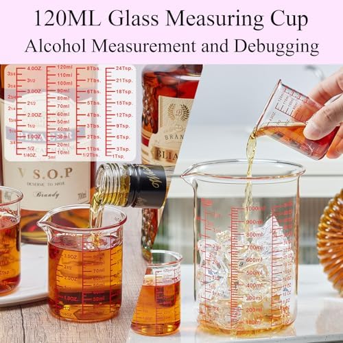Ackers BORO3.3 Glass Measuring Cup Set, Beaker Style, 7-Piece