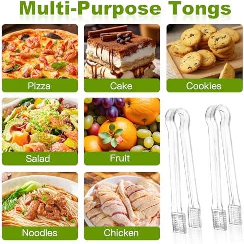 Ninsula 8 PCS Plastic Serving Tongs, 6.3 Inches Disposable Clear Tongs, Kitchen Small Serving Utensil Tongs for Party Catering Buffet Bakery Salad Cookies Ice (Pack of 2)