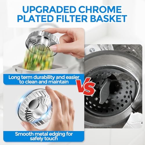 zaa 3 in 1 Kitchen Sink Drain Strainer Stopper Removable Basket Pop-Up
