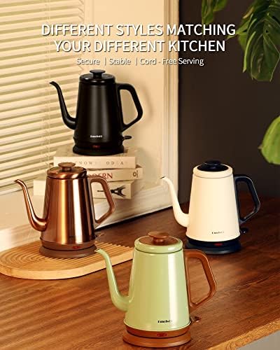 DmofwHi Gooseneck Electric Kettle(1.0L),1000W Electric Tea Kettle of 304 Stainless Steel,Auto Shut off,Water Kettle for Coffee and Tea -Matte Black