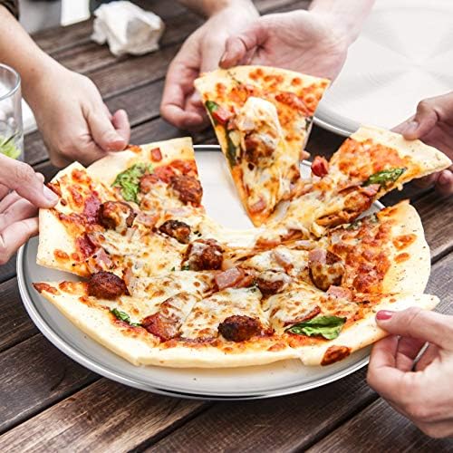 P&P CHEF Pizza Pan Set of 2, 12 Inch Stainless Steel Pizza Tray, Silver