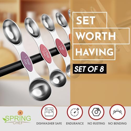 Spring Chef Stainless Steel 8 Magnetic Measuring Spoons Set, Desert Sunset