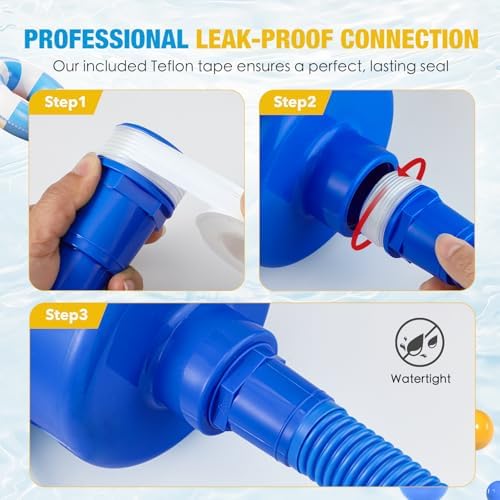 Above Ground Pool Skimmer for Intex Coleman Bestway Pools – Thru-Wall Skimmer Kit with Leak-Free Teflon Tape & Cutting Template, Universal Fit, Easy DIY Install