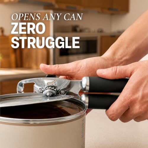 Zulay Kitchen Manual Can Opener Heavy Duty Patented Stainless Steel, Black