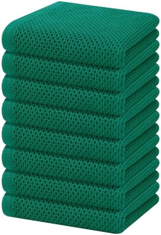 Homaxy 100% Cotton Waffle Weave Kitchen Dish Towels 8-Pack, Dark Green