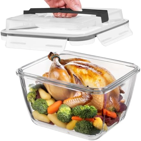 Razab 17 Cups / 132 Oz / 3900ml Large Glass Food Storage Containers with Lids - Leakproof, BPA-Free Large Meal Prep Container Ideal for Roasting Turkey, Store Leftover - Microwave & Oven Safe