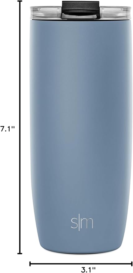 Simple Modern Voyager Tumbler with Flip Lid | Travel Coffee Mug | Insulated Stainless Steel Cold Brew Iced or Hot Coffee Cup | Gifts for Women Men Her Him | 20oz, Blue Dune