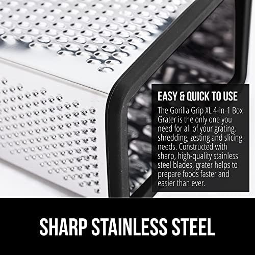 GORILLA GRIP® XL 4-Sided Stainless Steel BPA-Free Cheese Grater, Black
