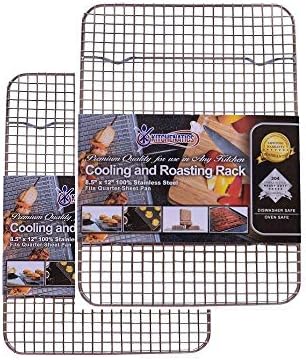 KITCHENATICS Quarter Sheet Cooling Rack Stainless Steel Oven Safe Set 2