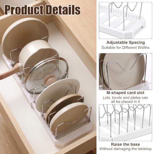 2 Pack Expandable Pot and Pan Organizer Rack for Kitchen Cabinet