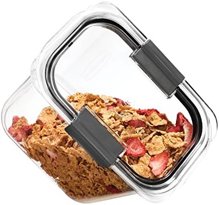 Rubbermaid Brilliance 12-Cup Airtight Food Storage Container, Perfect for Pantry Staples, Clear/Grey