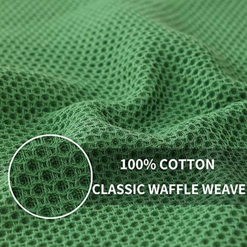 Homaxy 100% Cotton Waffle Weave Kitchen Dish Towels 4-Pack, Grass Green