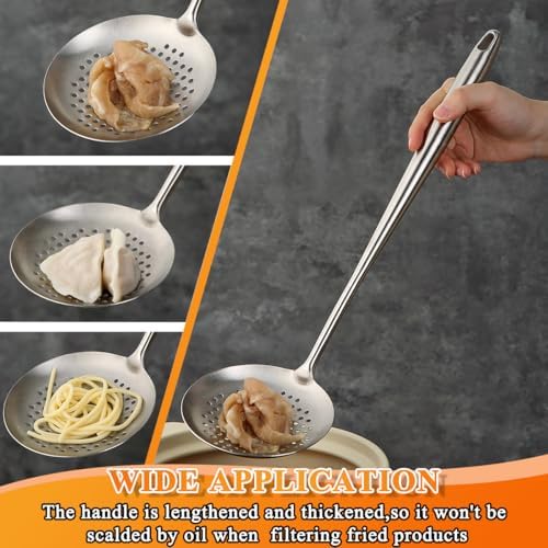 Kitchen Skimmer - Slotted Spoon for Straining, Stainless Steel Spider Strainer Skimmer Ladle for Cooking and Frying, Kitchen Utensils Pasta Spoon