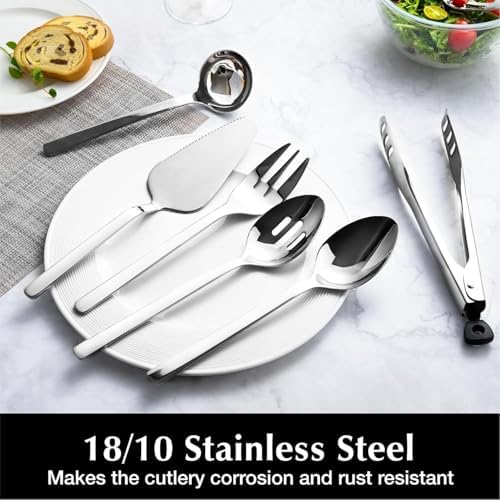 KINGSTONE 12 piece Large Hostess Serving Utensils Set,18/10 Stainless Steel