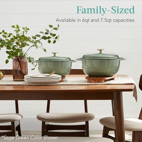 Best Choice Products 6 Quart Enamel Cast-Iron Round Dutch Oven, Family Style Heavy-Duty Pre-Seasoned Cookware for Home, Kitchen, Dining Room, Oven Safe w/Lid, Dual Handles - Blue
